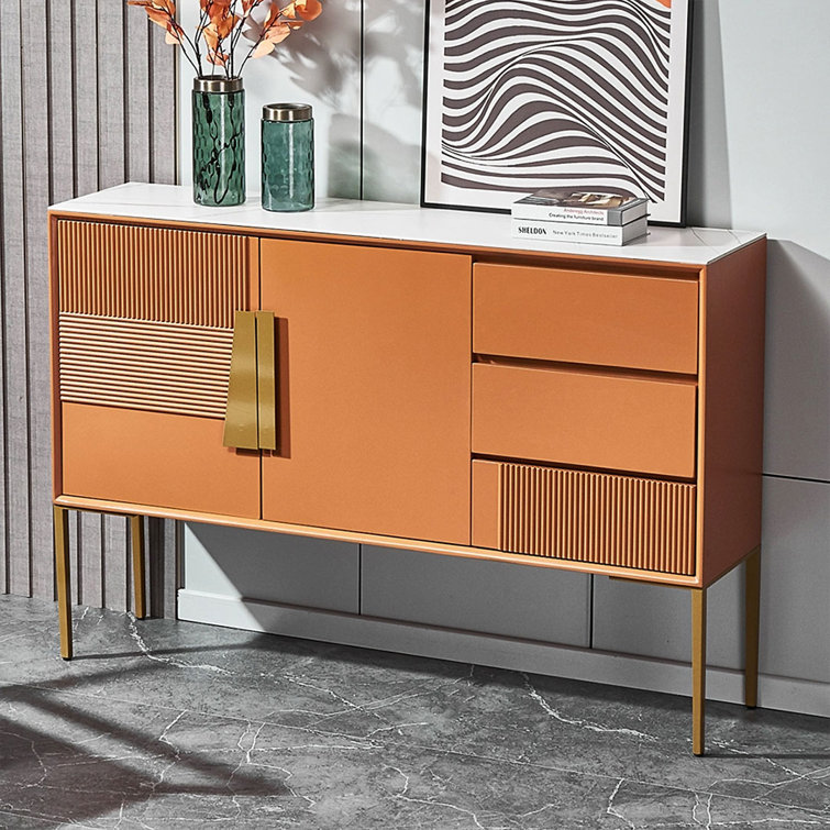 Impulse Wood 47.24" Orange color Sintered Stone + Manufactured Wood